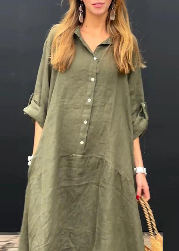 Natural Pink Peter Pan Collar Patchwork Long Dress Fall