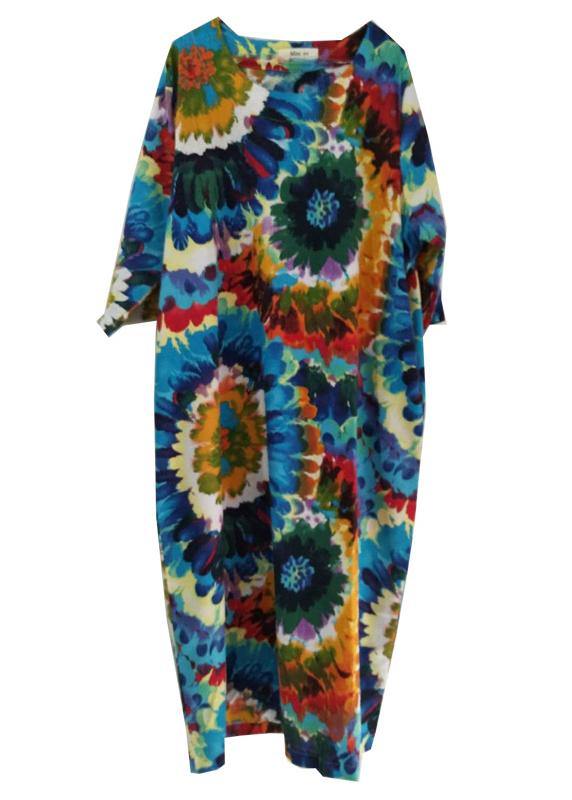 Plus Size Tie Dye Summer Maxi Dresses - SooLinen