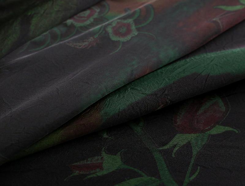 Natural Red Print Chiffon O-Neck Summer Dresses - SooLinen