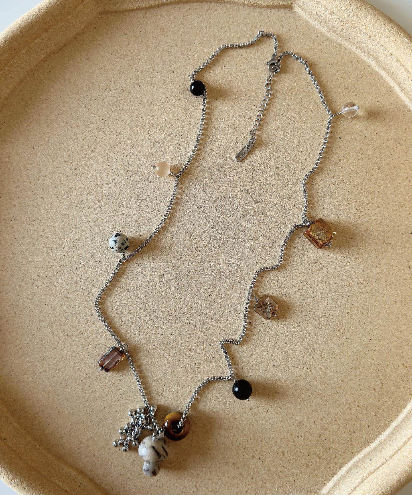 Natural Stone Crystal Pendant Pendant Titanium Steel Necklace