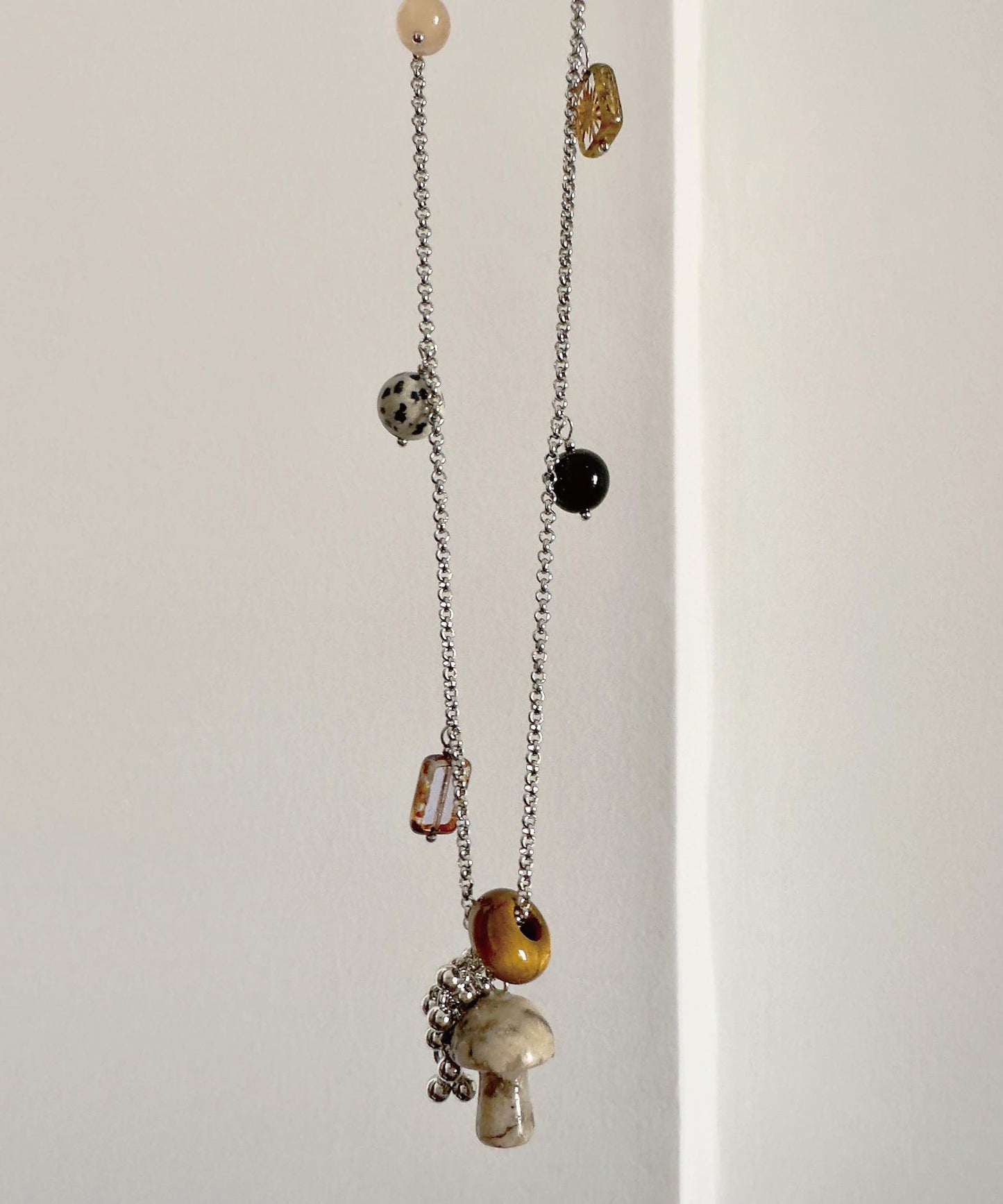Natural Stone Crystal Pendant Pendant Titanium Steel Necklace