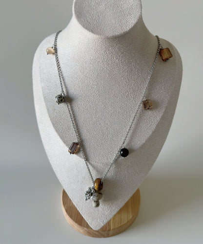 Natural Stone Crystal Pendant Pendant Titanium Steel Necklace