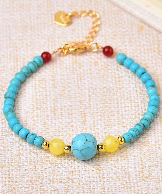 Natural Turquoise Unisex Bracelet And Necklace Set