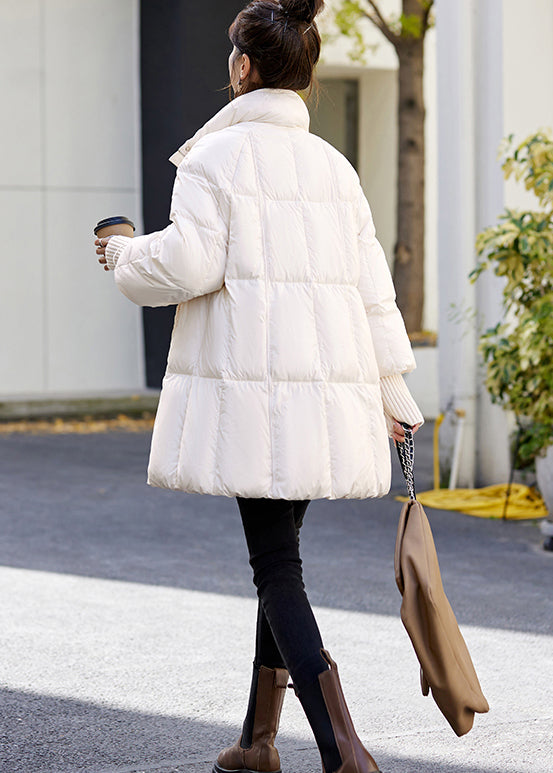 Natural White Stand Collar Oversized Duck Down Down Coats Winter