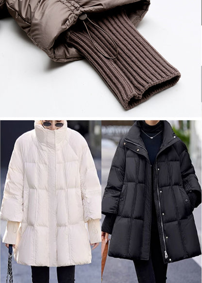 Natural White Stand Collar Oversized Duck Down Down Coats Winter