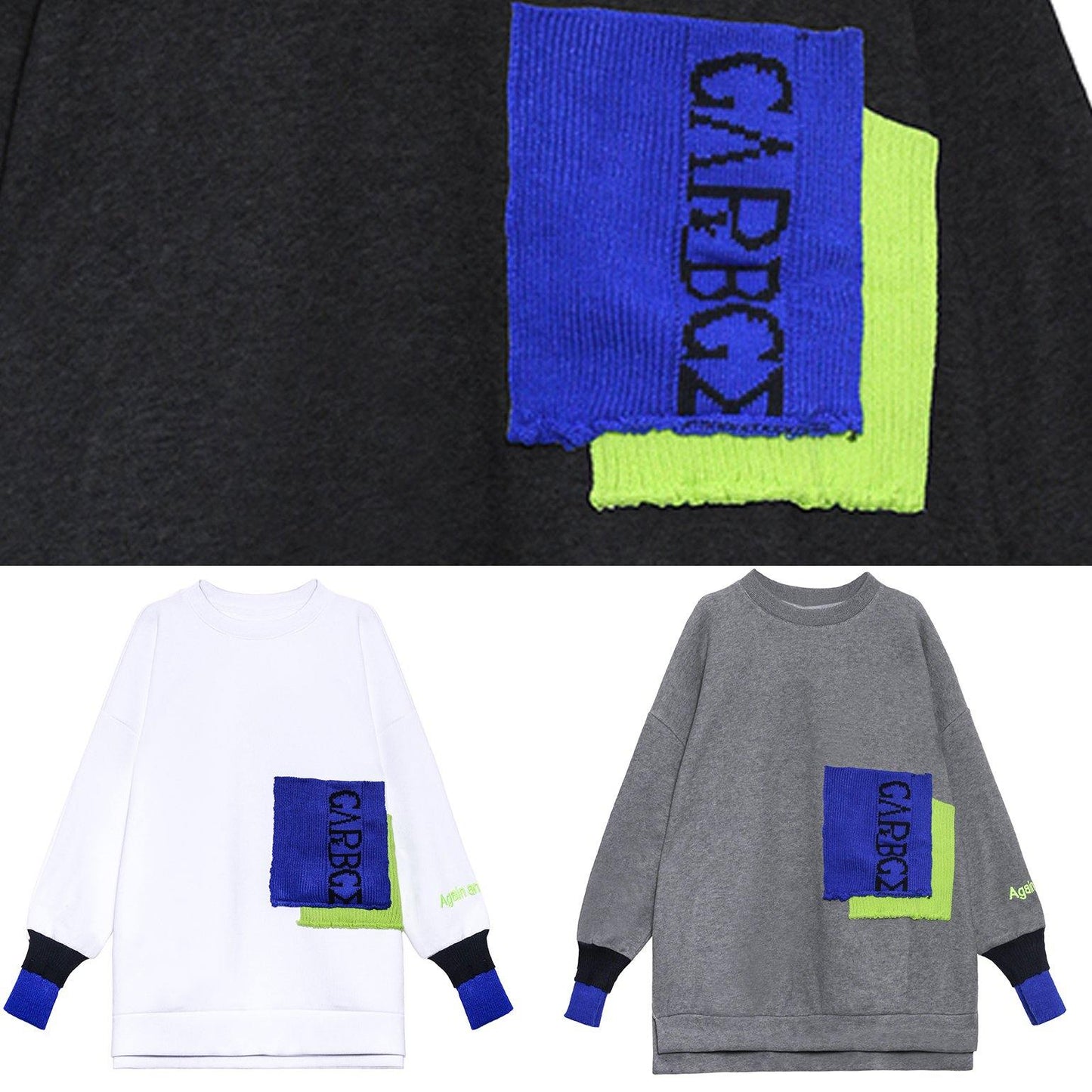 Natural black tunic top Neckline o neck patchwork tops - SooLinen