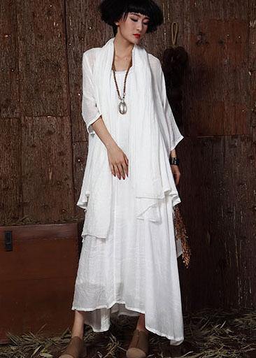 Natural bracelet sleeved linen clothes Shirts gray cardigan summer - SooLinen