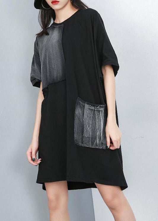 Natural cotton clothes Fine Summer Round Neck Half Sleeve Fashion Dress - SooLinen