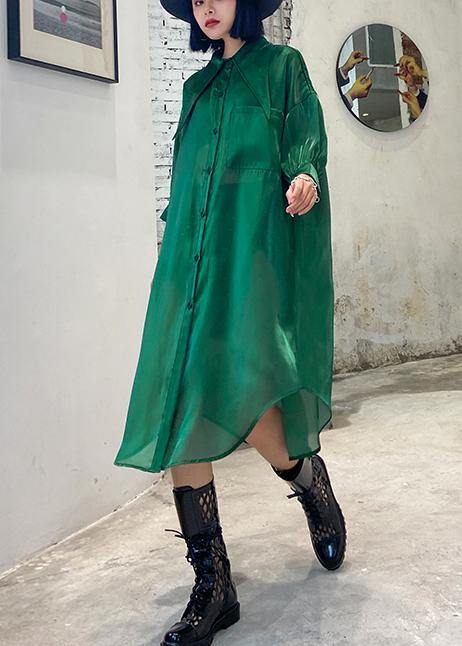 Natural half sleeve tulle Summer dresses plus size Fashion Ideas green Art Dresses - SooLinen