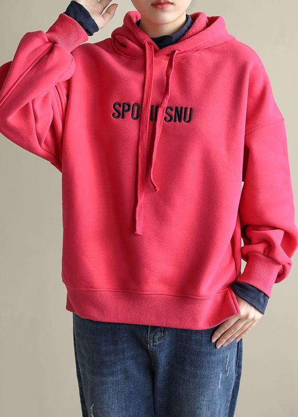 Natural rose cotton Blouse false two pieces Dresses hooded shirts - SooLinen