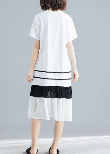 Natural white blended tunic dress patchwork loose summer Dress - SooLinen