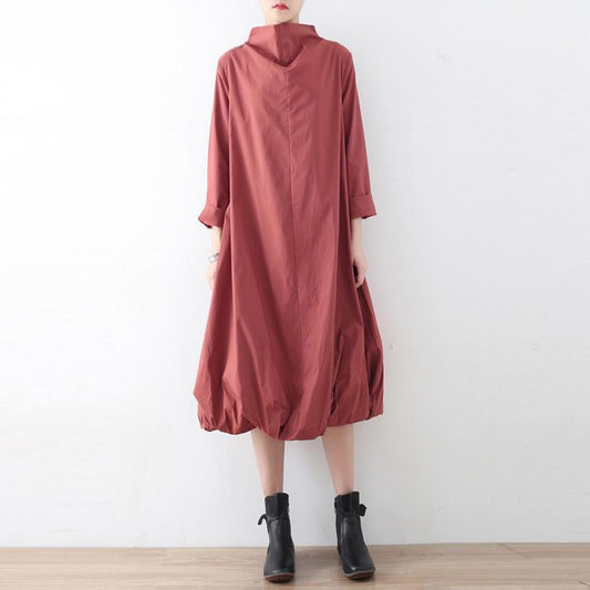 New 2025 fall dresses pink baggy maxi dress caftans oversized gown high neck