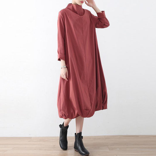 New 2025 fall dresses pink baggy maxi dress caftans oversized gown high neck
