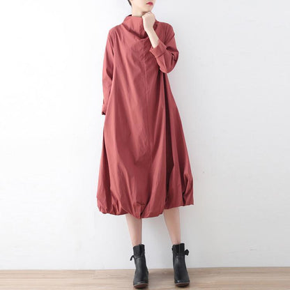 New 2025 fall dresses pink baggy maxi dress caftans oversized gown high neck