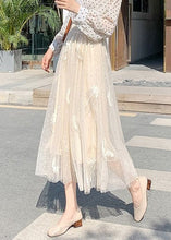 Load image into Gallery viewer, New Apricot Print Feathers Patchwork Tulle Summer Skirts