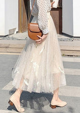 Load image into Gallery viewer, New Apricot Print Feathers Patchwork Tulle Summer Skirts