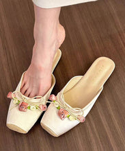 Load image into Gallery viewer, New Apricot Square Head Rose Slide Sandals