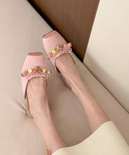 Load image into Gallery viewer, New Apricot Square Head Rose Slide Sandals