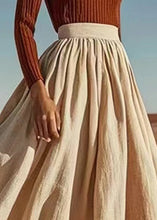 Load image into Gallery viewer, New Apricot Wrinkled Elastic Waist Linen Skirt Summer