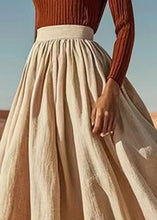 Load image into Gallery viewer, New Apricot Wrinkled Elastic Waist Linen Skirt Summer