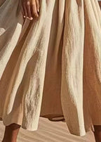 New Apricot Wrinkled Elastic Waist Linen Skirt Summer