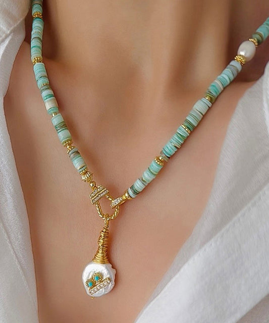 New Baroque Pearl Shell Pendant Necklace
