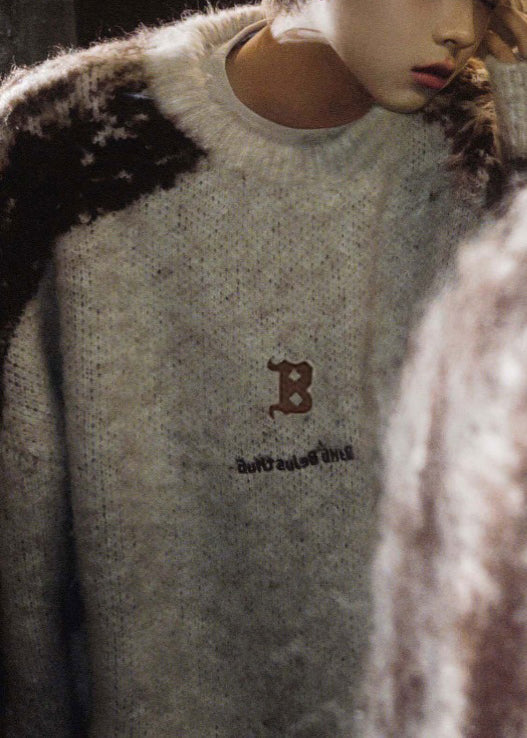 New Beige Tie Dye Cozy Knit Mens Sweaters Winter