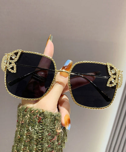 New Black Exquisite Butterfly Square Zircon Sunglasses