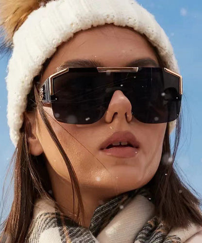 New Black One-Piece Large Frame Personalized Sunglasses