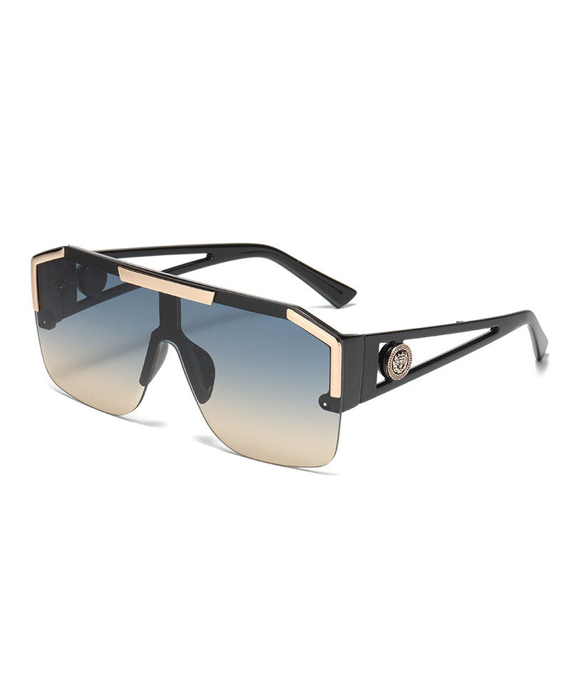 New Black One-Piece Large Frame Personalized Sunglasses