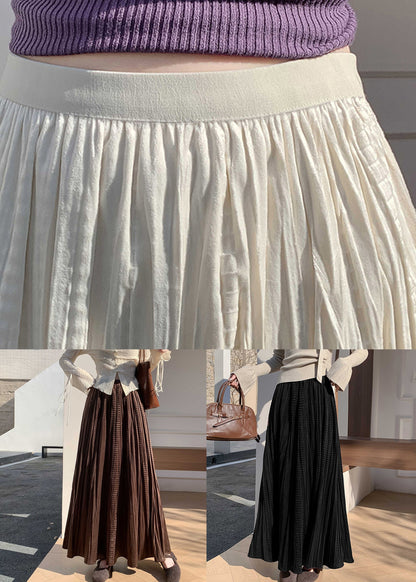 New Black Original Design High Waist Silk Velvet Pleated Skirt