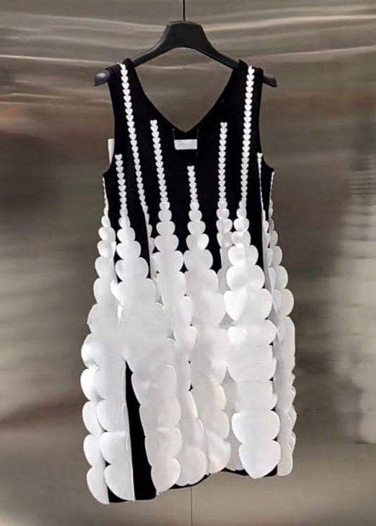 New Black Original Design Patchwork Dress Sleeveless