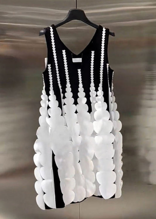 New Black Original Design Patchwork Dress Sleeveless