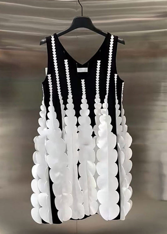 New Black Original Design Patchwork Dress Sleeveless