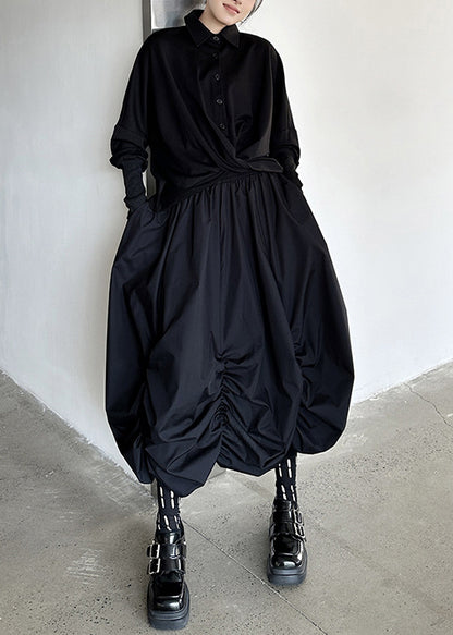 New Black Pleated Loose High Waisted Fluffy Skirt Summer