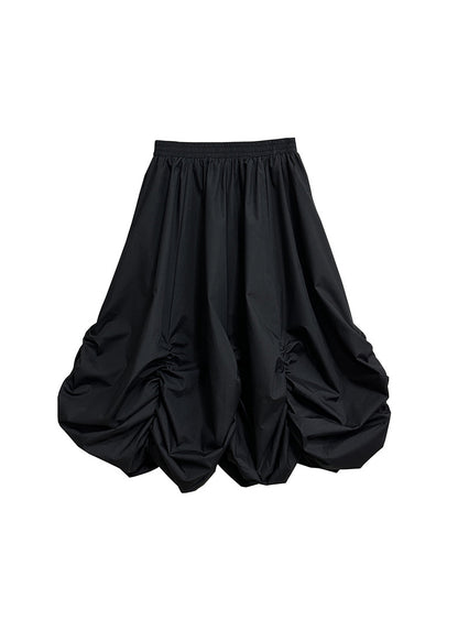 New Black Pleated Loose High Waisted Fluffy Skirt Summer