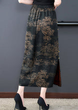 Load image into Gallery viewer, New Black Print Side Open Elastic Waist Silk Skirts Summer