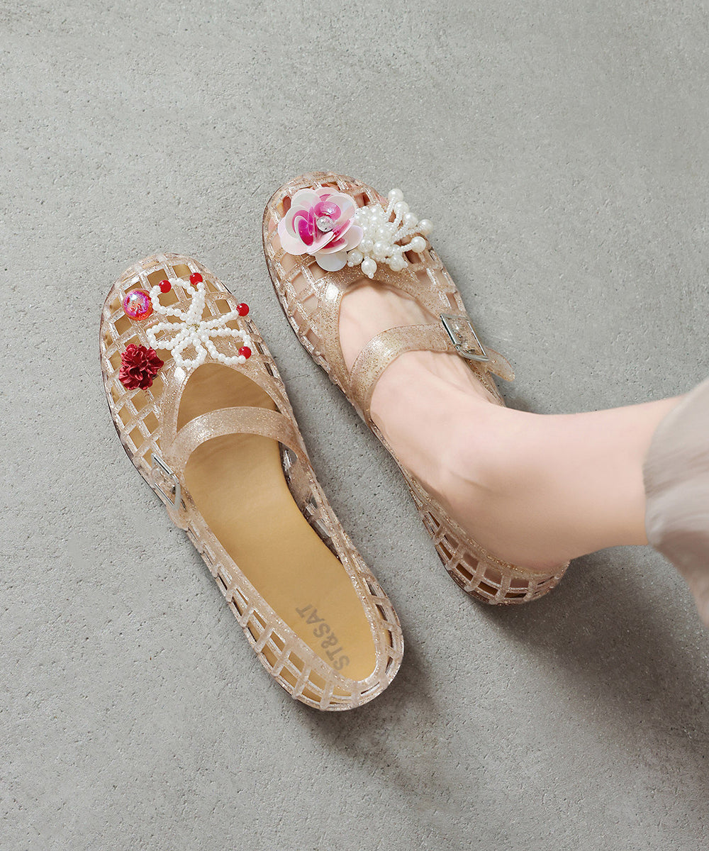 New Black Tassel Floral Splicing Hollow Out Sandals