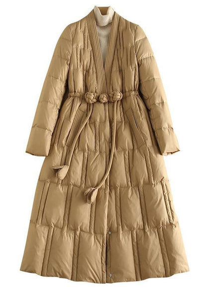 New Black Tasseled Button Drawstring Duck Down Coats Winter