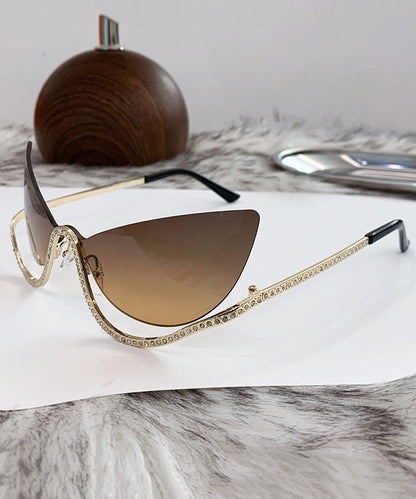 New Black Zircon Studded Frameless Sunglasses