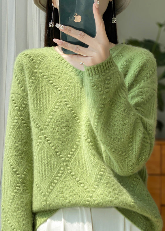 New Blackish Green V Neck Thick Woolen Sweaters Winter