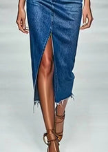 Load image into Gallery viewer, New Blue Front Open Pockets Denim Skirt Summer