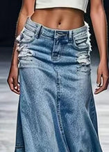 Load image into Gallery viewer, New Blue Hole Pockets High Waist Denim Maxi Skirts Summer