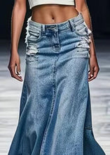 Load image into Gallery viewer, New Blue Hole Pockets High Waist Denim Maxi Skirts Summer