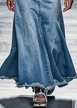 Load image into Gallery viewer, New Blue Hole Pockets High Waist Denim Maxi Skirts Summer