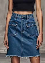 Load image into Gallery viewer, New Blue Pockets High Waist Denim Skirt Summer