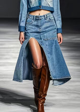 Load image into Gallery viewer, New Blue Side Open High Waist Denim Summer Skirts