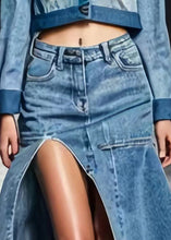 Load image into Gallery viewer, New Blue Side Open High Waist Denim Summer Skirts