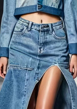 Load image into Gallery viewer, New Blue Side Open High Waist Denim Summer Skirts