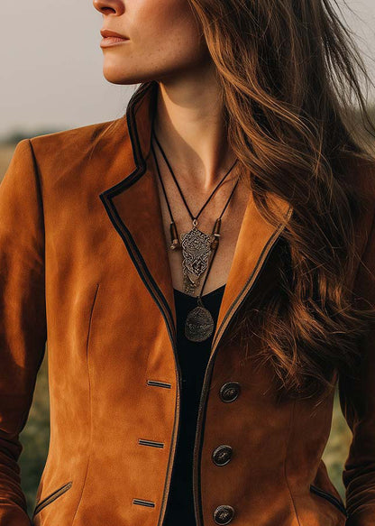 New Brown Peter Pan Collar Button Patchwork Coats Fall